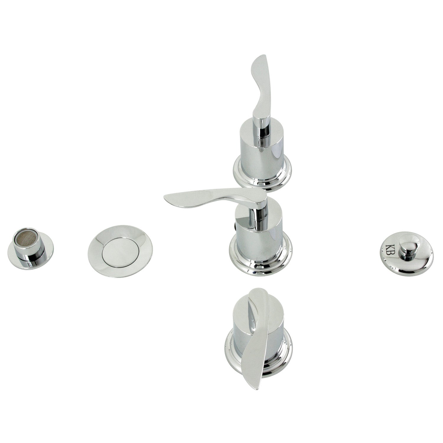 Kingston Tulare KB6321SVL - Serena Three-Handle Deck Mount Vertical Spray Bidet Faucet with Brass Pop-Up, Polished Chrome — image 1